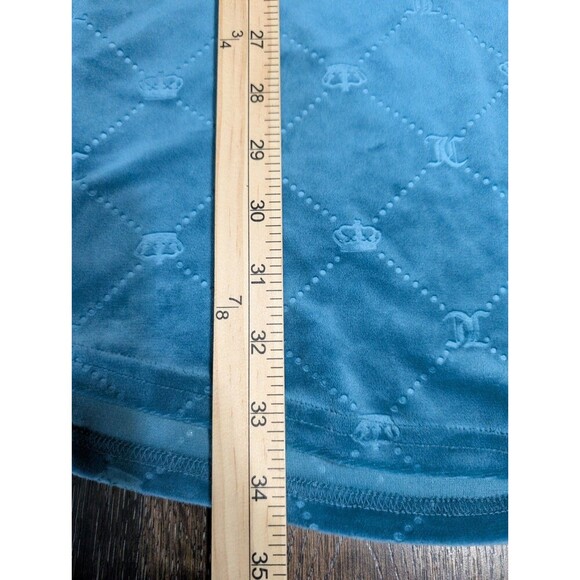NWT Juciy Couture 1X Short Dress Aqua Velour Flare L Embossed Crowns Scoop Neck - Picture 7 of 8